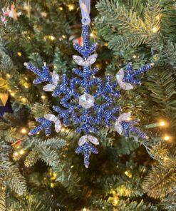 Blue Beaded Snowflake Ornament