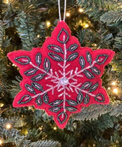 Felt Snowflake Ornament (red and green)