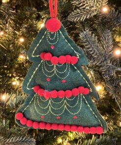 Green Felt Tree Ornament (swirls)