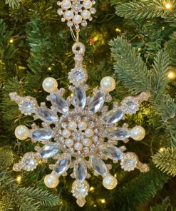 Pearl and Rhinestone Snowflake Ornament 