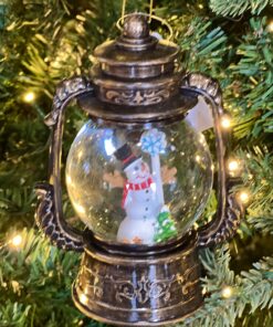 Snowman Lantern Light-up Snow Globe Ornament 