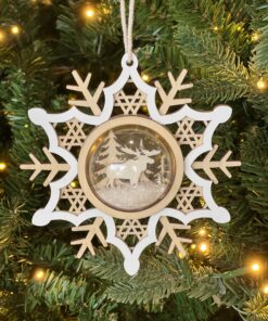 Wood Snowflake Globe Ornament 