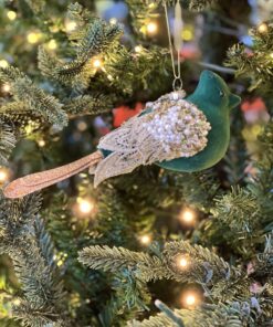 Green, Pearl and Gold Bird Ornament
