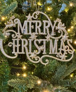 Gold, Glitter Merry Christmas Ornament