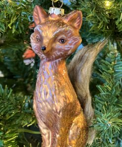 Glitter Fox with fur tail Ornament