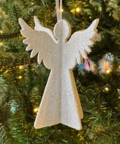 White Glitter Angel Ornament