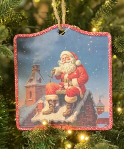 Santa on Chimney Ornament